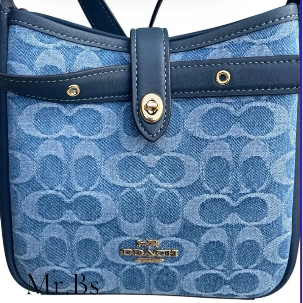 Authentic Coach Hadley Mini Denim Crossbody Bag Purse